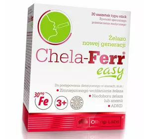 Железо с Витамином С для взрослых и детей, Chela-Ferr Easy, Olimp Nutrition  30пакетов Малина (36283145)