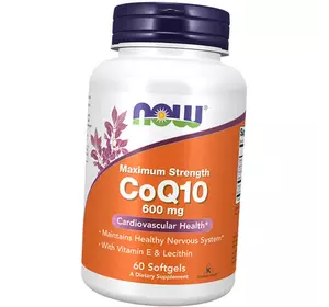 Коэнзим Q10 с Витамином Е и Лецитином, CoQ10 600, Now Foods  60гелкапс (70128041)