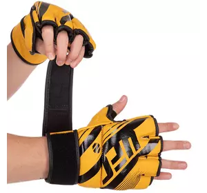 Перчатки гибридные для единоборств ММА Rush BO-0481 UFC  XL Желтый (37512095)
