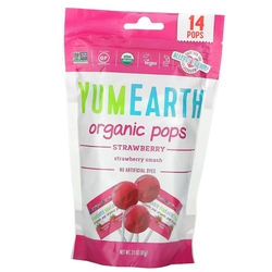Органические Леденцы, Organic Pops Favorites, YumEarth  85г Клубника (05608001)