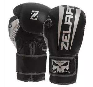 Перчатки боксерские BO-1323 Zelart  10oz Черно-серебряный (37363051)