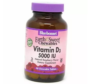 Жевательный Витамин Д, Chewables Vitamin D3 5000, Bluebonnet Nutrition  90таб Малина (36393096)