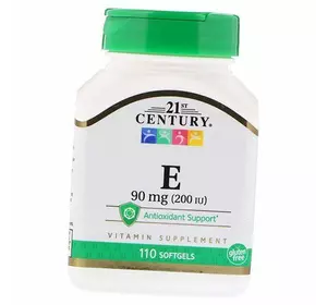 Витамин Е, Vitamin E 90 (200 IU), 21st Century  110гелкапс (36440005)