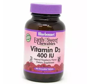 Жевательный Витамин Д, Chewables Vitamin D3 400, Bluebonnet Nutrition  90таб Малина (36393106)