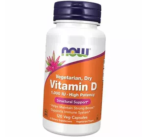 Вегетарианский Витамин Д, Vegetarian Dry Vitamin D 1000, Now Foods  120вегкапс (36128419)