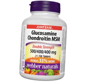 Глюкозамин и Хондроитин с MСM Двойная сила, Glucosamine Chondroitin MSM Double Strength, Webber Naturals  120таб (03485001)