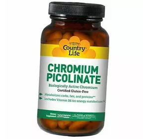 Пиколинат Хрома, Chromium Picolinate, Country Life  200вегкапс (36124056)