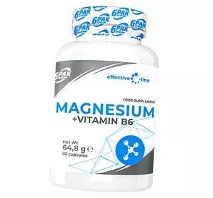 Магний с Витамином В6, Magnesium + Vitamin B6, 6Pak  90капс (36350008)