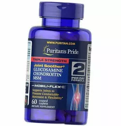 Глюкозамин Хондроитин МСМ, Triple Strength Glucosamine Chondroitin and MSM, Puritan's Pride  60каплет (03367009)