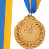 Медаль спортивная с лентой двухцветная Настольный теннис C-7028     Золотой (33508338)