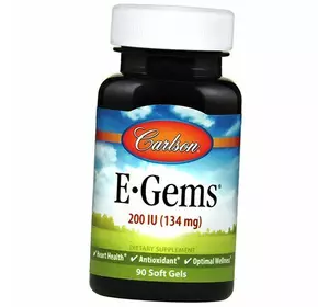 Витамин Е, Смесь токоферолов, E-Gems 200, Carlson Labs  90гелкапс (36353077)