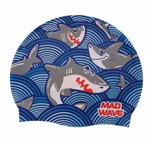 Шапочка для плавания детская Junior Sharky M057911 Mad Wave   Голубой (60444166)