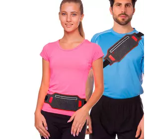 Ремень-сумка спортивная для бега и велопрогулки 10500A    Серо-красный (39508042)
