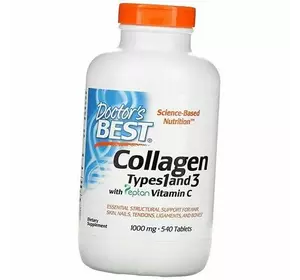 Гидролизованный Коллаген типа 1 и 3, Collagen Types 1 & 3 1000, Doctor's Best  540таб (68327003)