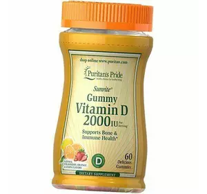 Жевательный Витамин Д, Gummy Vitamin D 2000, Puritan's Pride  60таб Фруктовый (36367166)