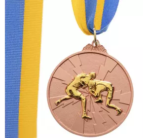 Медаль спортивная с лентой двухцветная Борьба C-4852     Бронзовый (33508247)