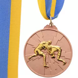 Медаль спортивная с лентой двухцветная Борьба C-4852     Бронзовый (33508247)