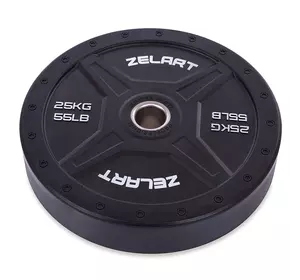 Блины (диски) бамперные для кроссфита Bumper Plates TA-2258 Zelart  25кг  Черный (58363160)