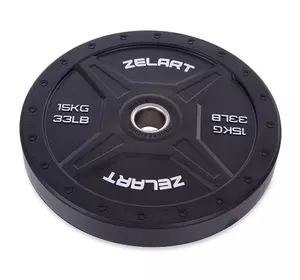 Блины (диски) бамперные для кроссфита Bumper Plates TA-2258 Zelart  15кг  Черный (58363160)