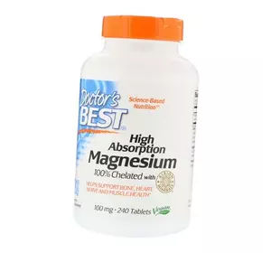 Легкоусвояемый Магний Хелат, High Absorption Magnesium 100, Doctor's Best  240таб (36327002)