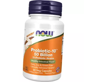 Пробиотики, Probiotic-10 50 Billion, Now Foods  50вегкапс (69128013)