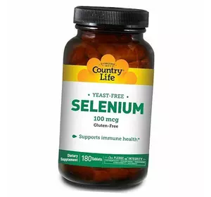 Селен, Бездрожжевой L-Селенометионин, Selenium 100, Country Life  180таб (36124062)