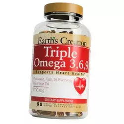 Омега 3-6-9, Triple Omega 3-6-9 with Flaxseed Evening Primrose Oil & Fish Oil, Earth's Creation  90гелкапс (67604004)