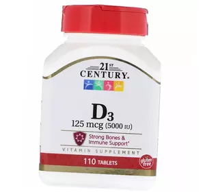 Витамин Д3, Сильные кости и поддержка иммунитета, Vitamin D3 5000, 21st Century  110таб (36440069)