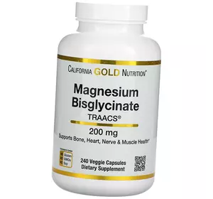 Магний Бисглицинат Хелат, Magnesium Bisglycinate 200, California Gold Nutrition  240вегкапс (36427029)