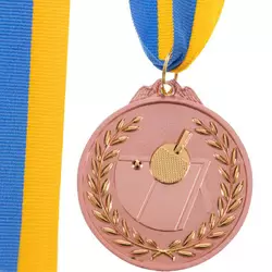 Медаль спортивная с лентой двухцветная Настольный теннис C-7028     Бронзовый (33508338)