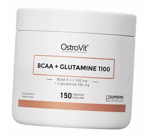 ВСАА с Глютамином, BCAA + glutamine 1100, Ostrovit  150капс (28250013)