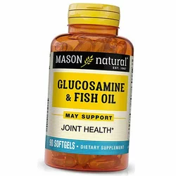 Глюкозамин и Рыбий Жир, Glucosamine & Fish Oil, Mason Natural  90гелкапс (03529001)