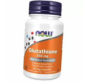 Глутатион против свободных радикалов, Glutathione 250, Now Foods  60вегкапс (70128011)