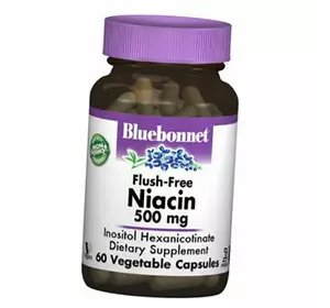 Ниацин не вызывающий покраснений, Flush-Free Niacin, Bluebonnet Nutrition  60вегкапс (36393044)