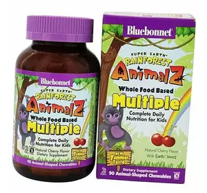 Детские витамины, Animalz Multiple, Bluebonnet Nutrition  90таб Вишня (36393076)