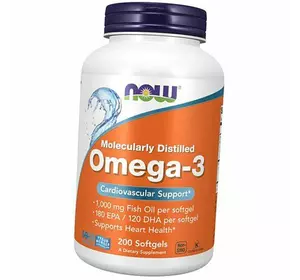 Молекулярно дистиллированная Омега 3, Omega-3 1000, Now Foods  200гелкапс (67128007)