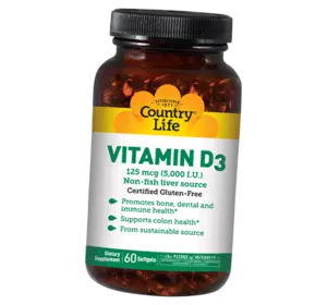 Витамин Д3, Vitamin D3 5000, Country Life  60гелкапс (36124097)