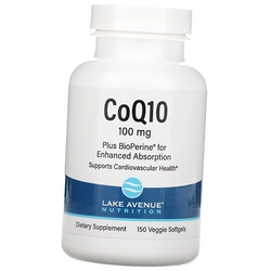 Коэнзим Q10 с экстрактом плодов черного перца, CoQ10 Plus BioPerine, Lake Avenue Nutrition  150вег.гелкапс (70572001)