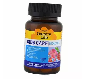 Комплекс для нормализации пищеварения у детей, Kids Care Probiotic, Country Life  90таб Ягода (69124005)