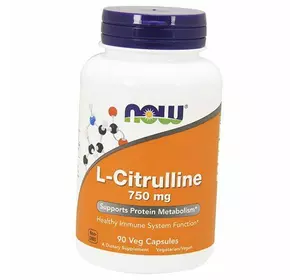 Цитруллин, Поддерживает метаболизм белков, L-Citrulline 750, Now Foods  90вегкапс (27128005)