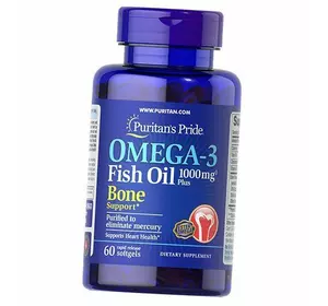 Омега 3, Omega-3 Fish Oil 1000 Bone Support, Puritan's Pride  60гелкапс (67367008)