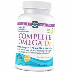 Омега 3 6 9 + Витамин Д3, Complete Omega-D3, Nordic Naturals  60гелкапс Лимон (67352033)