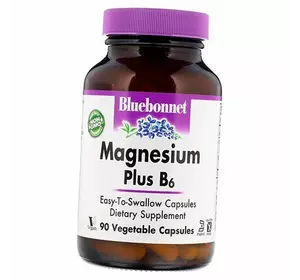 Магний Витамин В6, Magnesium plus B6, Bluebonnet Nutrition  90вегкапс (36393078)