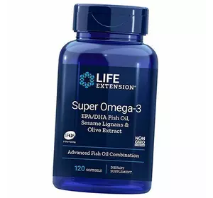 Омега-3, Super Omega-3, Life Extension  120гелкапс (67346002)