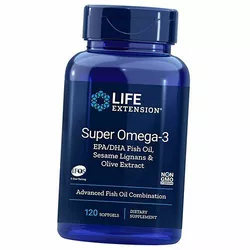 Омега-3, Super Omega-3, Life Extension  120гелкапс (67346002)