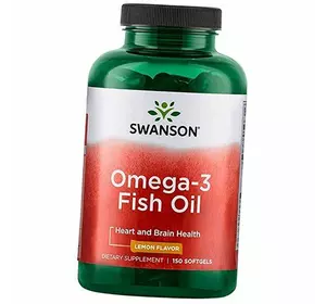 Рыбий жир, Омега 3, Omega-3 Fish Oil, Swanson  150гелкапс Лимон (67280001)
