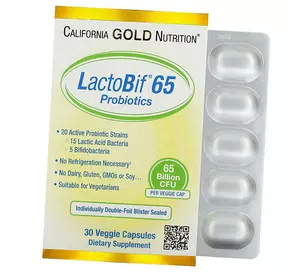 Пробиотики, LactoBif 65 Probiotics, California Gold Nutrition  30вегкапс (69427008)