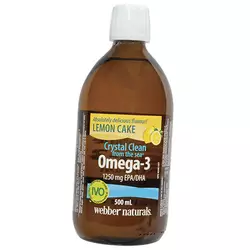 Омега 3 Жидкая, Crystal Clean from the Sea Omega-3 1250, Webber Naturals  500мл Лимон (67485001)