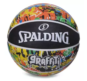 Мяч баскетбольный резиновый Graffiti 84372Y Spalding  №7 Черно-желтый (57484070)