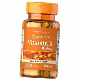 Витамин К, Vitamin K 100, Puritan's Pride  100таб (36367071)